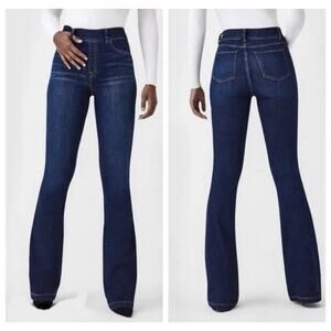 Spanx Flare Leg Jeans Denim Pull On Midnight #20327Q Small Petite 32” Inseam NEW